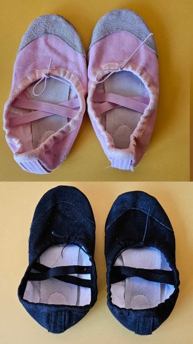 Балетни туфли детски - розови и черни, размер 31