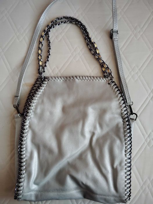 Голяма сребърна дамска чанта