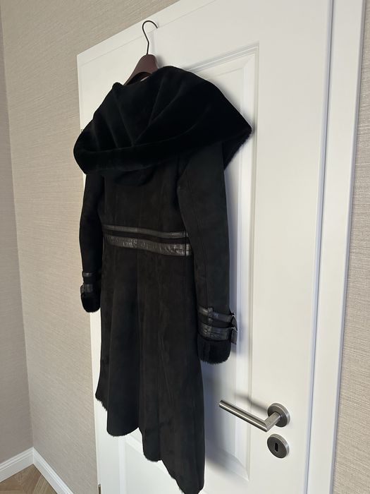 Дамско палто от естествен велур и  кожа