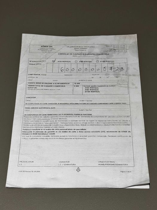Boiler Electric Motan Slim 45L, Nou, Sigilat, în Garanție