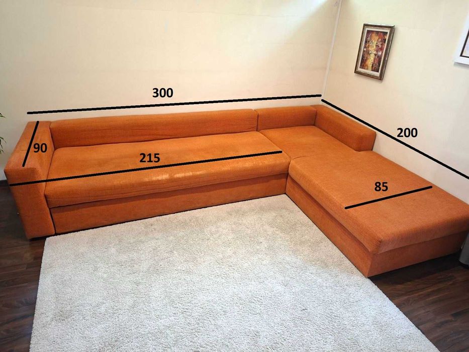 Ъглов диван с функция сън и ракла