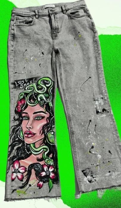 Рисувани дънки Медуза