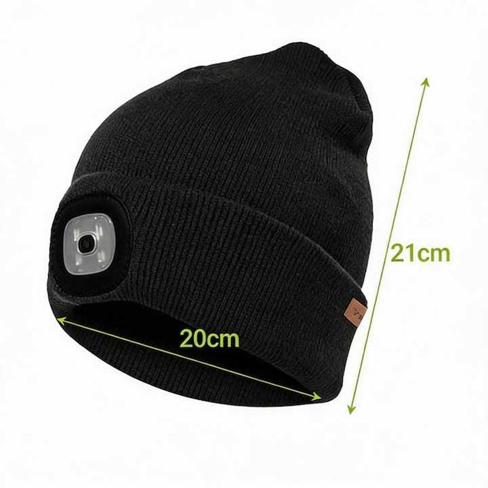 Caciula de iarna cu lanterna LED detasabila 3 moduri de iluminare