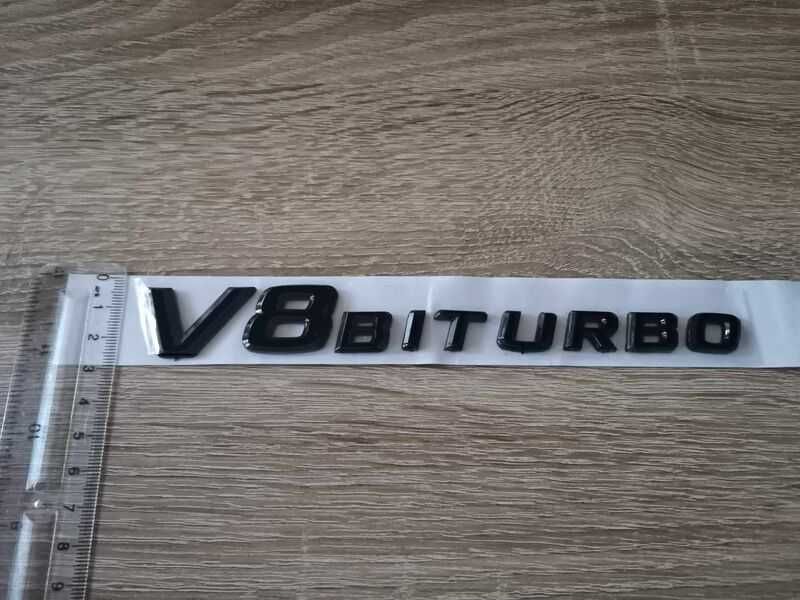 черен надпис Mercedes Benz V8 Biturbo