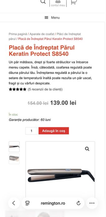 Placa Remington Keratin Protect