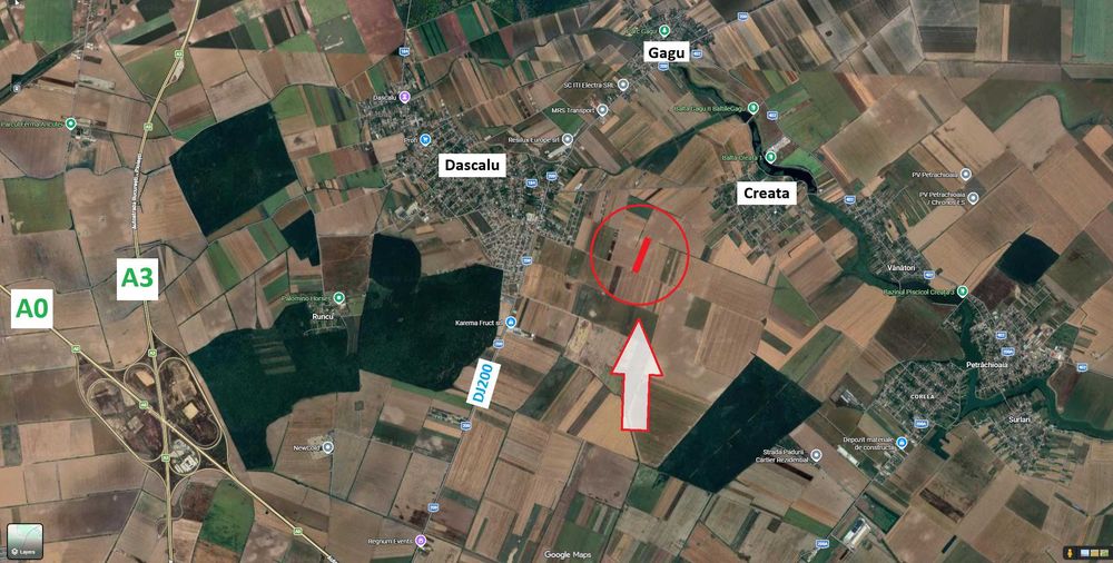 Teren intravilan de vanzare Dascalu, Ilfov