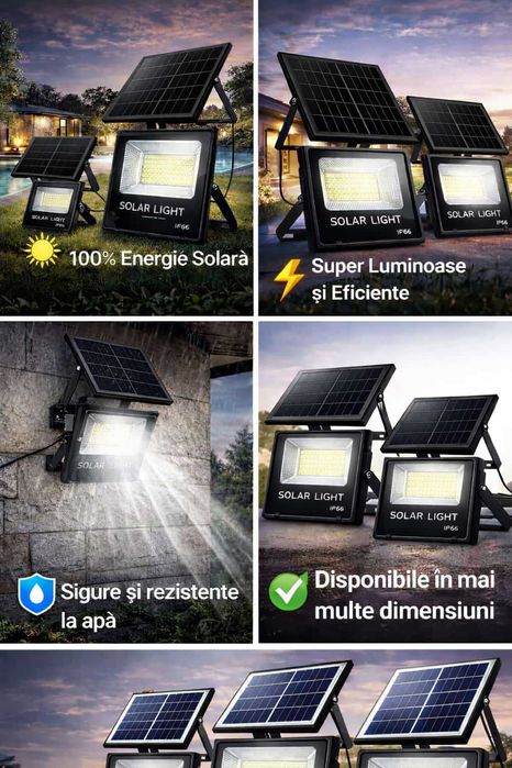 Lampa solara cu panou solar , telecomanda si senzor de miscare putere 50 , 100 si 200 W