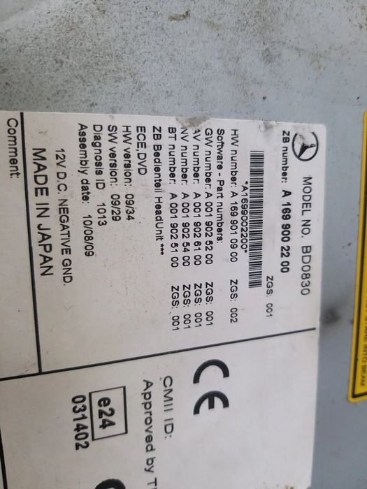 Radio cd player mercedes a class w169 a1699002200