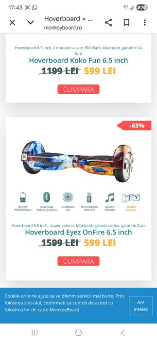 Hoverbord puțin folosit