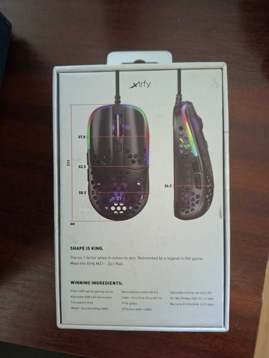 mouse gaming nou xtrfy MZ1 RGB nu a fost folosit doar 100 de lei