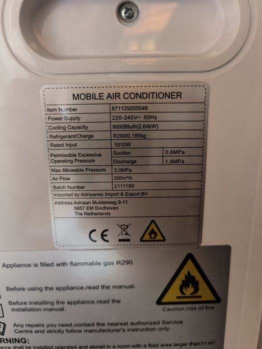 Преносим климатик 9000 BTU
