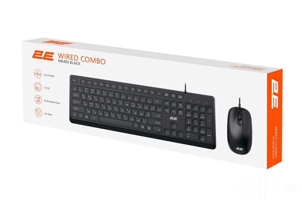 Проводной набор клавиатуры и мыши 2Е MK405 USB Black Low Profile
