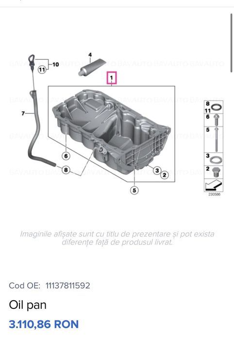 Baie de ulei Originală BMW / MINI Cooper (Motoare N47N) - Cod 11137811592 R56 r58 etc