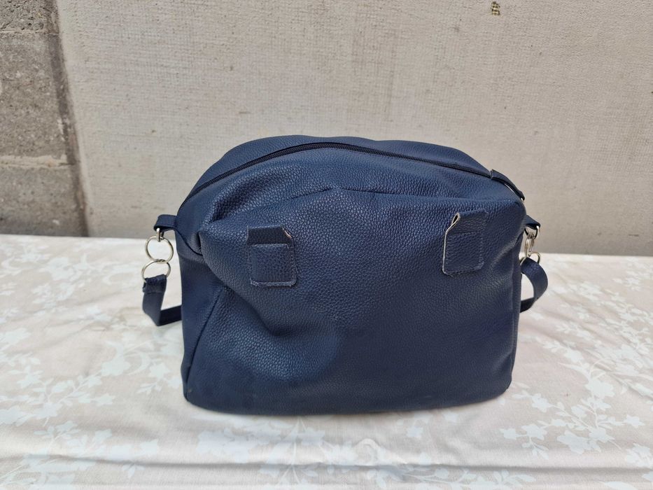 Carla Faustini, poseta dama, geanta messenger, piele ecologica, Blue