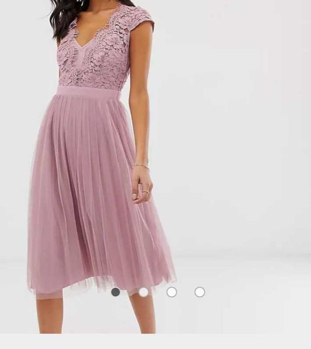 Rochie Asos midi ocazie, roz pal (dusty blush), masura M, EU 40