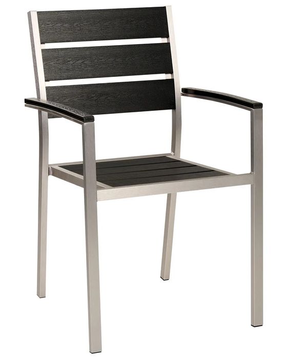 NOU Set 6 scaune de gradina VERNIO, negru-argintiu