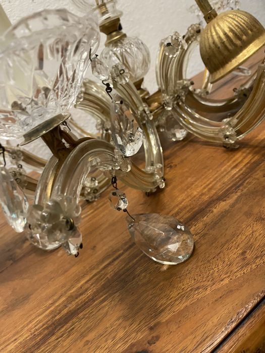 Италиански Кристален полилей с месингова основа