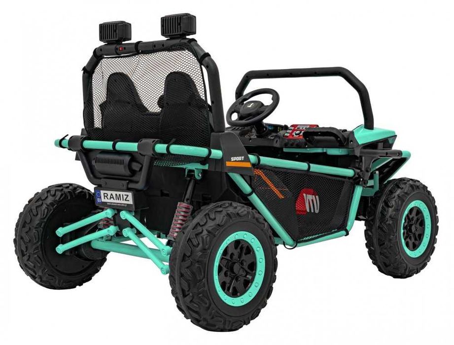 UTV electric pentru 2 copii Faster,  motoare 2x150W, baterie 24V 9Ah, telecomanda 2.4 GHz, roti din spuma EVA si Scaun Piele
