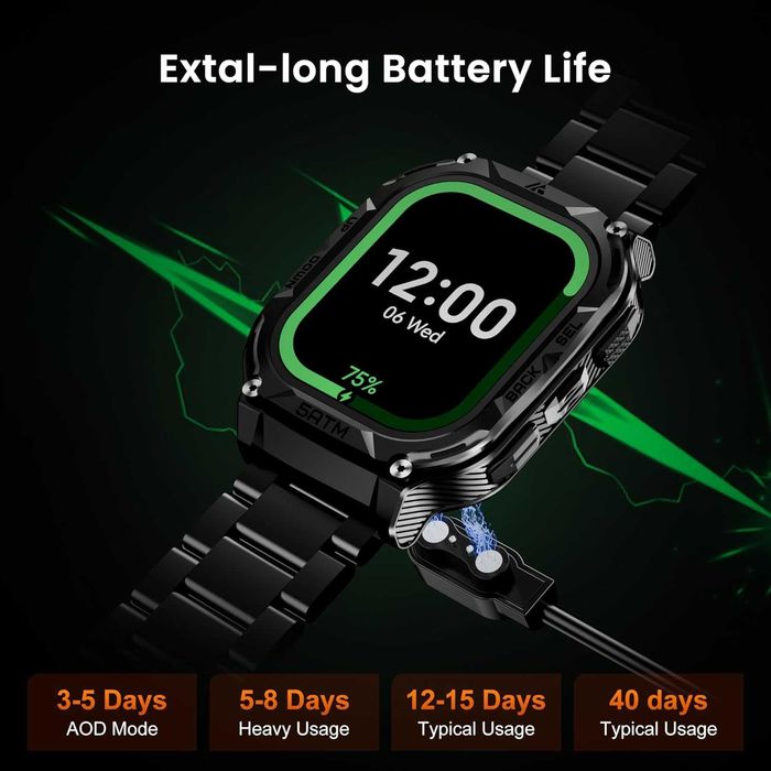 kospet Smartwatch robust cu carcasă integral metalică (standard militar), GPS integrat, (480 mAh), rezistență la apă 5ATM și IP69