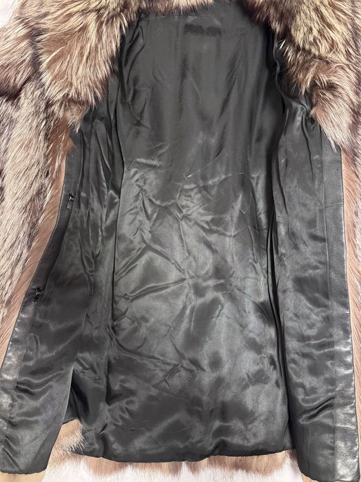 Кожено палто от сребърна лисица - цели кожи