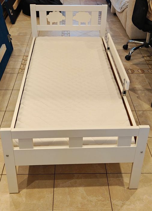 Pat ikea kritter 70x160 complet, saltea, somiera, bara protectie