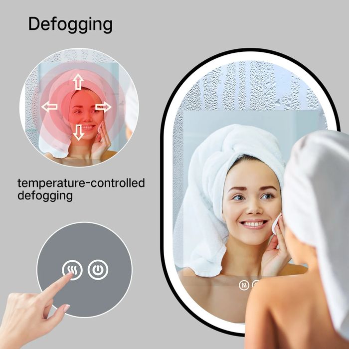 Зеркало для ванной с подсвет3 цвета с металлической оправой.