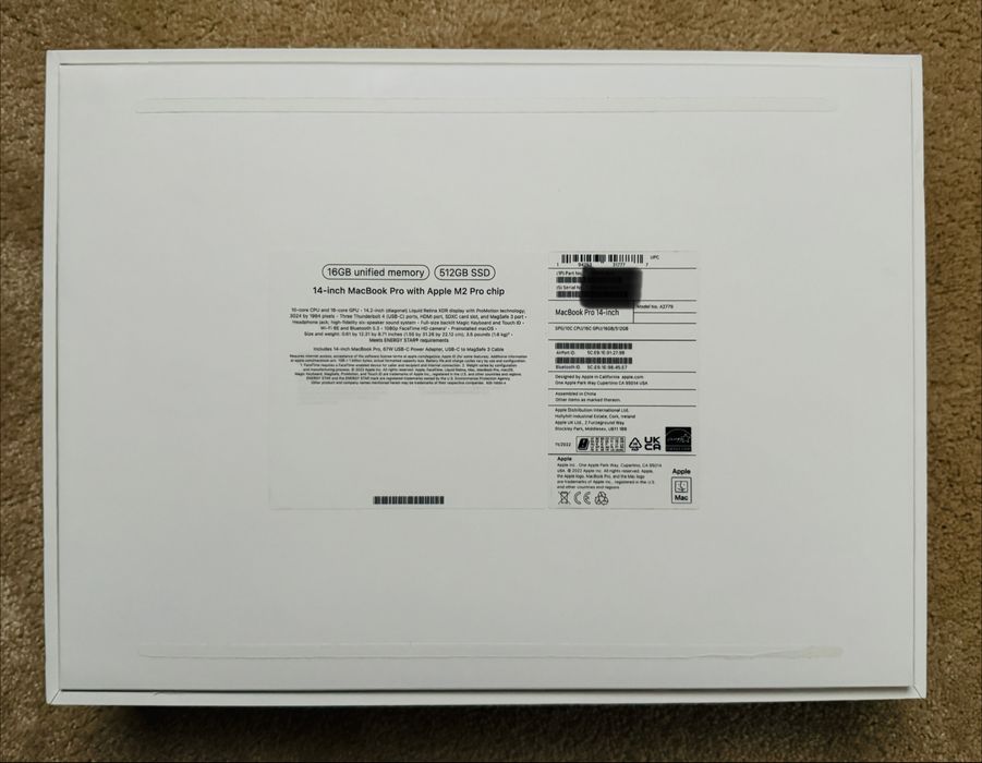 Macbook Pro 14” M2 Pro 2023, impecabil, k nou, full box, 91 cicluri