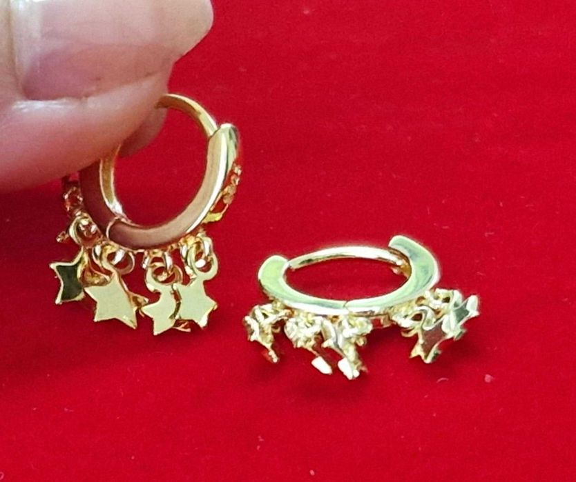 GP95,cercei placati aur 14k,incuietoare sigura,stelute flexibile