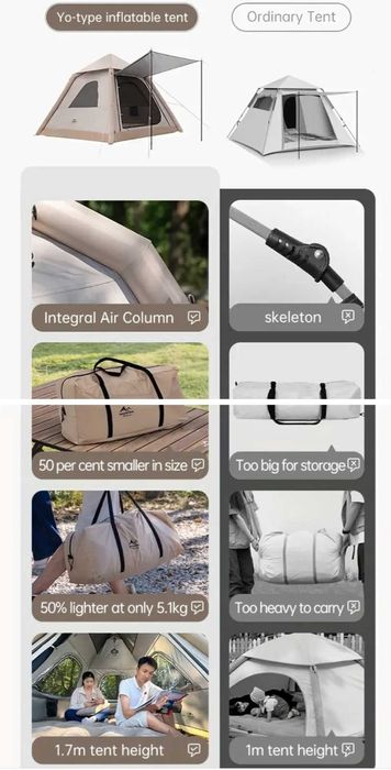 НОВА Надуваема палатка 230/230 висока 170