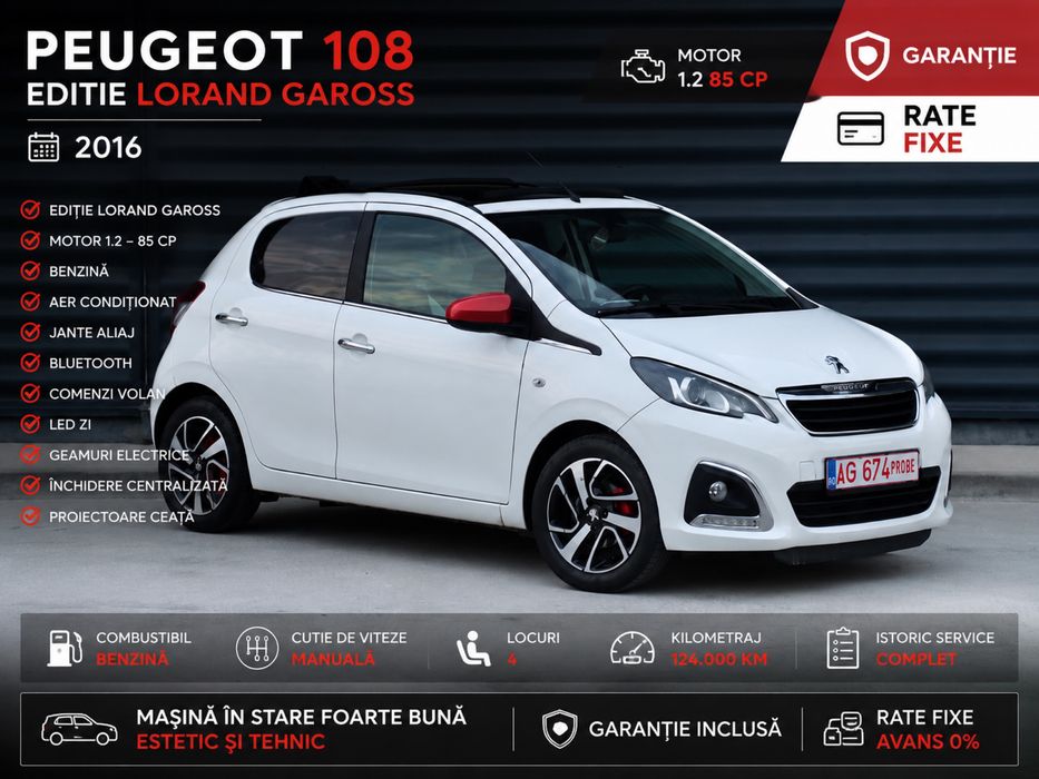 Peugeot 108 motor 1.2 benzina .Rate/Garantie Parc Auto