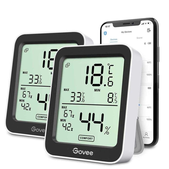 Govee термометър и хигрометър с 2 пипса, Bluetooth