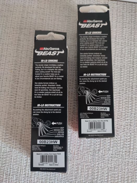 Vobler Nou set 2x Abu Garcia Beast Hi Lo minnow 10cm adancime reglabila pentru stiuca salau si somn