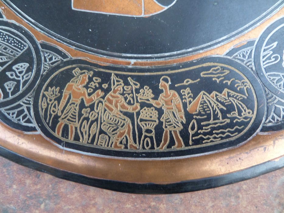 Arta egipteana gravura din cupru, faraon, vintage frumos ,patina