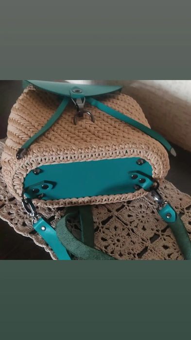 Вязаный рюкзак, ручная работа