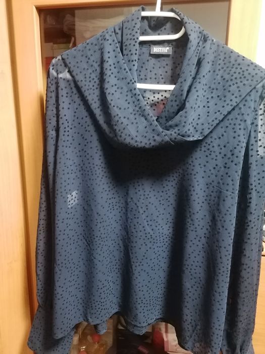 Риза тъмносиня, прозрачна