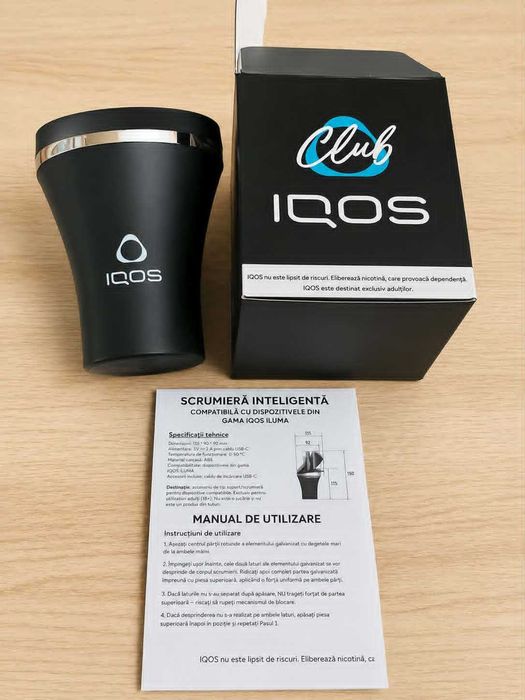 scrumiera iqos pentru mașină cu suport pachet, ceramica neagra, saddo x