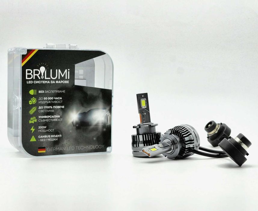 LED крушки за фарове BRILUMI Xenite, D2S, 100W-CANBUS, 6000K