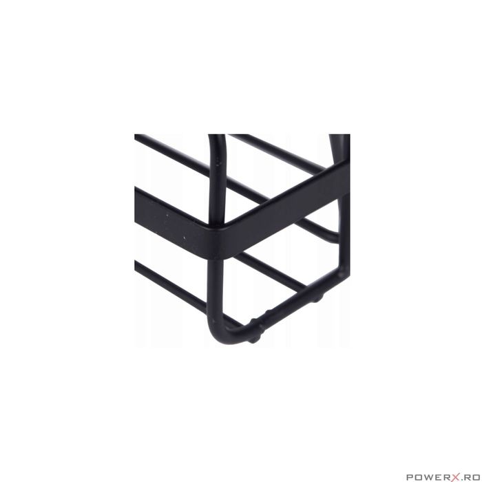 Etajera baie dubla, neagra, din otel, prindere cu ventuze, dimensiuni