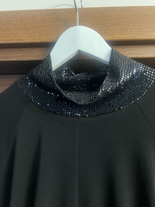 Bluza tunica neagra eleganta drapata cu paiete S-M