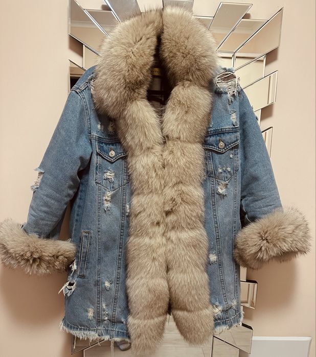 Дънково палто-яке с естествен пух