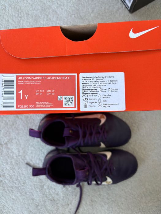 Nike Обувки за футбол Jr Zoom Vapor 16 Academy Km Tf FQ8285 500 Виолетов