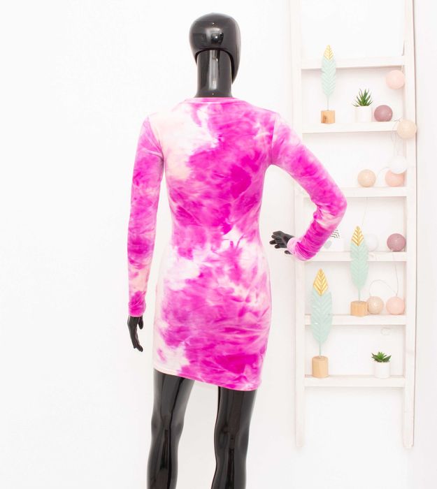 Juicy Couture Дамска рокля плюшена розова тай дай Лого XXS