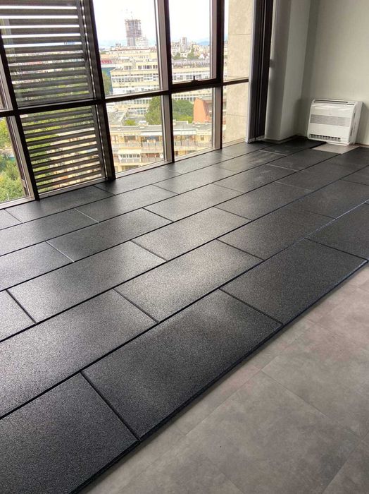 Гумена Настилка – Плоча 100×50×2 см | Черен Цвят , Настилки за Фитнес