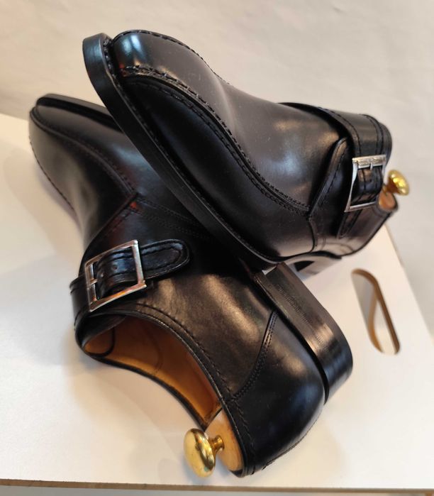 Pantofi monk 40 40.5 de lux Cordwainer NOI lucrati manual negru