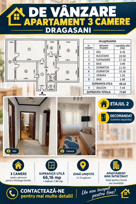 Apartament 3 camere Dragasani