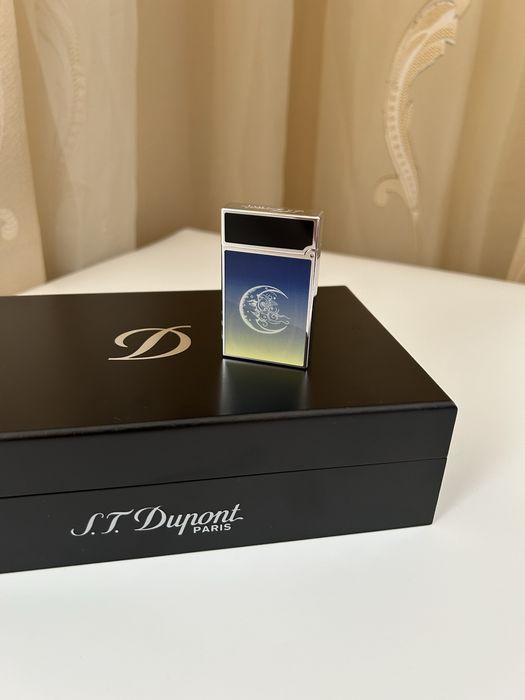 Запалка S.T. Dupont Ligne 2 Montecristo Dark Blue - отлично състояние, двоен пламък