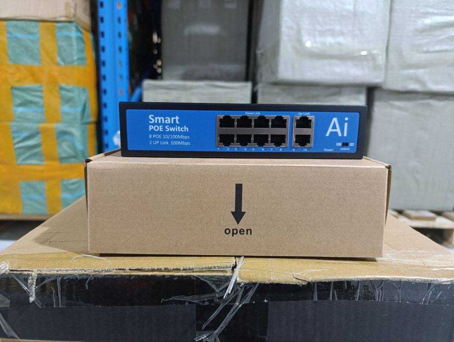Свитч для видеонаблюдения. Smart PoE Switch 4+2 10/100mb, 8+2 10/100mb