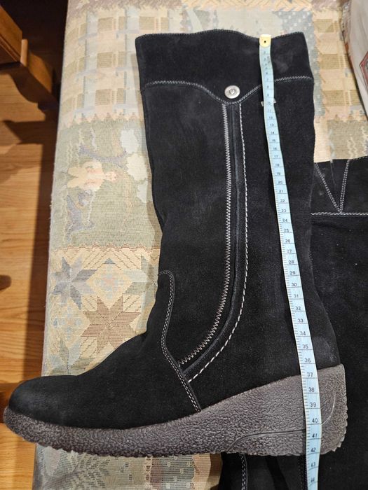 Дамски ботуши Rieker - естествен велур,агнешка вълна - нови