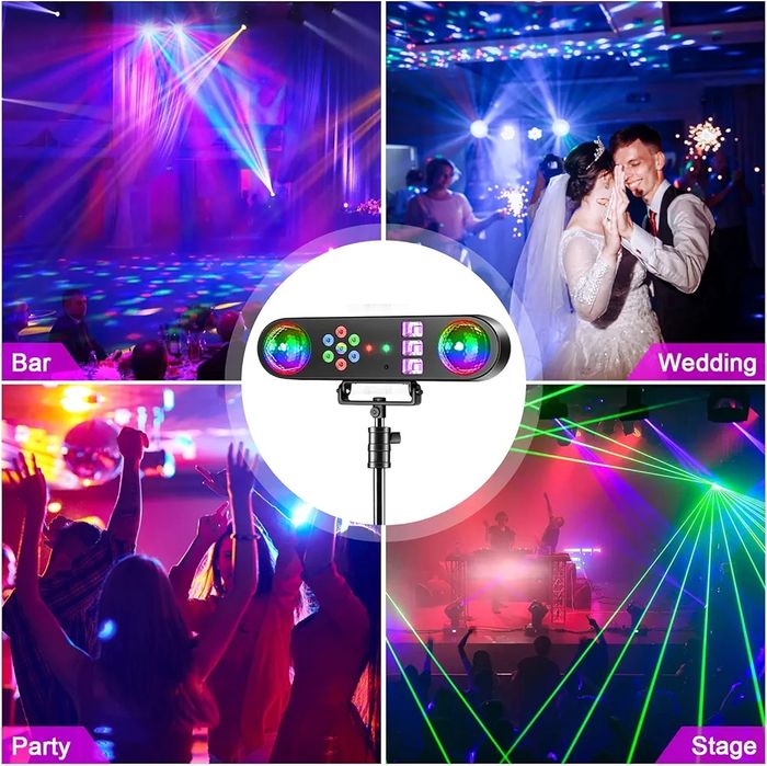5-in-1 Disco Party Light Stand/Disco Ball/Par Light/Black Light UV