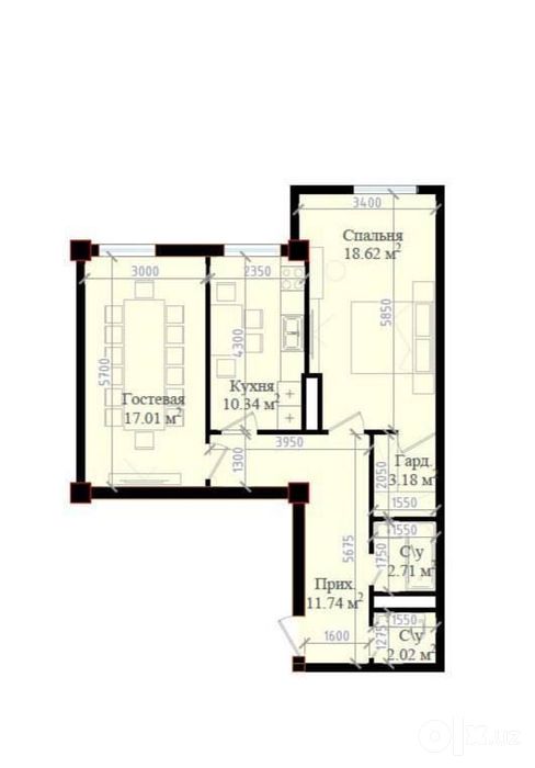ЖК Mavera Town, 3-комнатная квартира 65.61 м², 8 роддом, Глинка